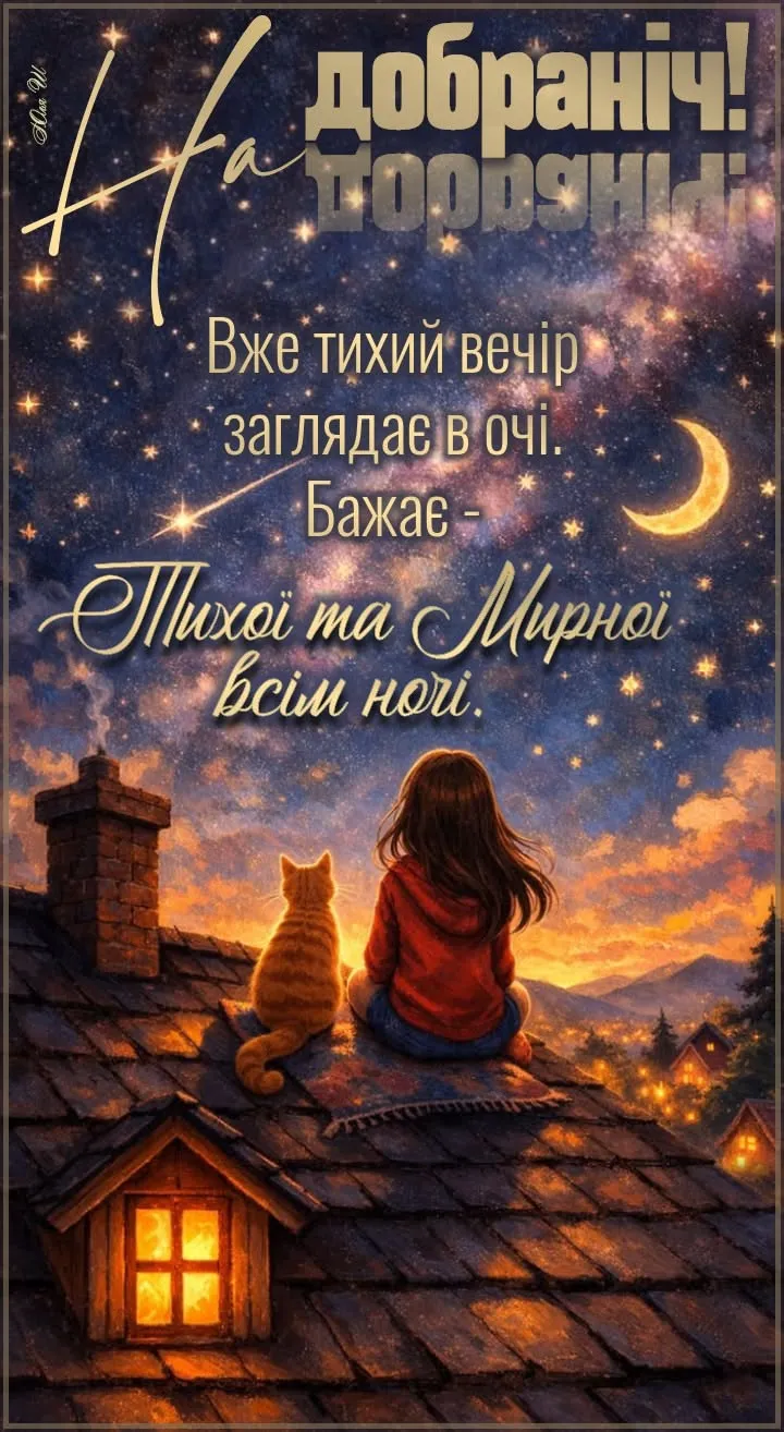 Мила картинка з побажанням доброї ночі - щоб побажати доброї ночі, з теплими емоціями